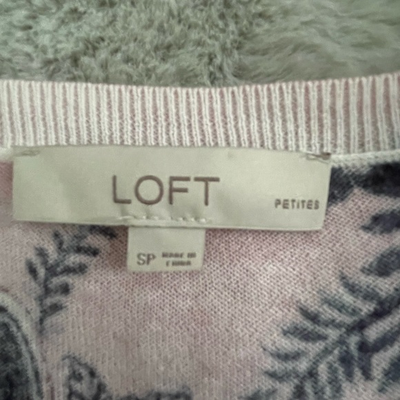 Loft Women's Light Pink Floral & Paisley Cotton Sweater Size Small Petite - Picture 5 of 6
